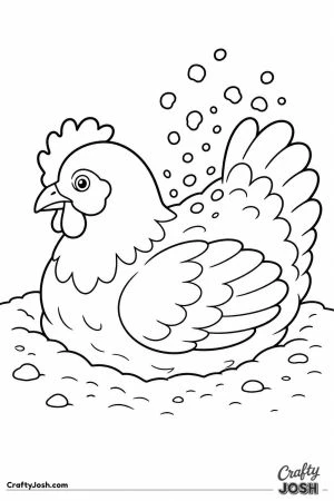 Hen taking a dust bath