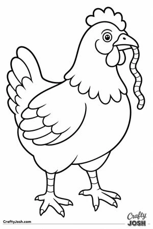 Hen with a worm in her beak