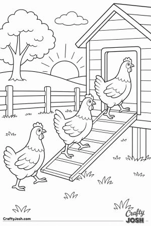 Hens walking up the ramp into the coop