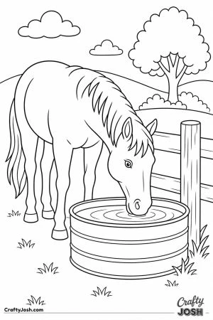 Horse drinking from a water trough