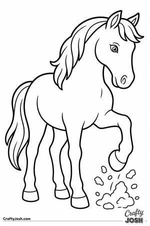 Horse pawing the ground with a front hoof