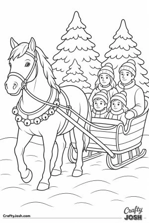 Horse pulling a sleigh through the snow