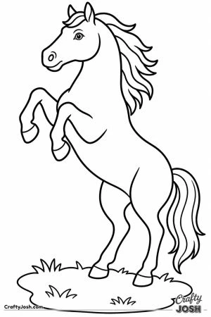 Horse rearing up on its back legs