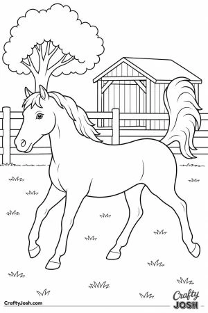 Horse trotting around a paddock