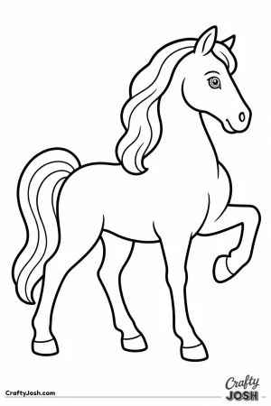 Horse trotting with a front leg lifted high