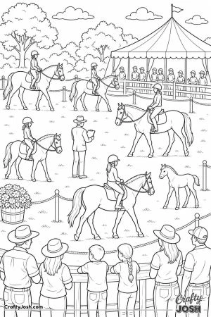 Horses and riders in a county show ring