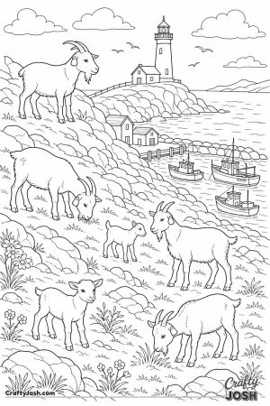 Island goats on a rocky coast