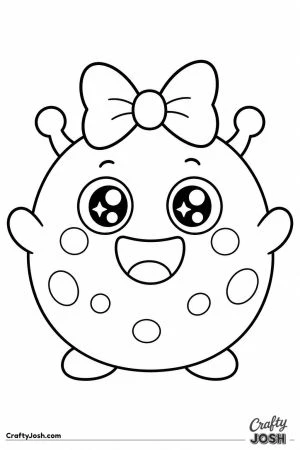Kawaii blob monster with a bow
