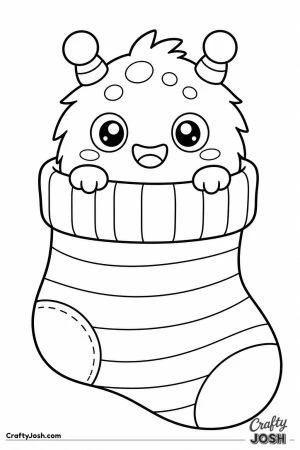 Kawaii monster hiding inside a sock