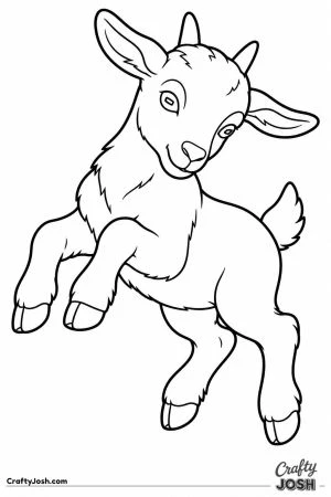 Kid goat leaping into the air