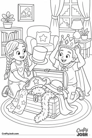 Kids choosing costumes from a dress up trunk
