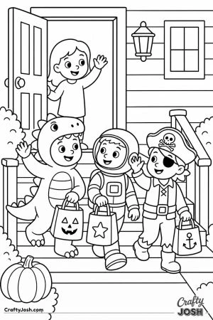 Kids waving thank you as they leave a porch