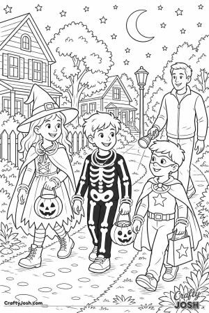Kids with glow stick bracelets on a night walk