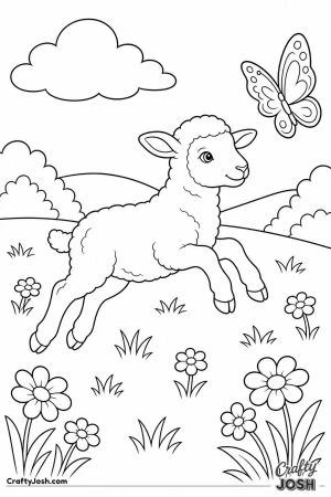 Lamb chasing a butterfly