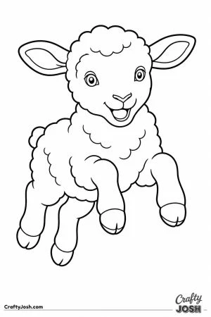 Lamb leaping with all four feet off the ground