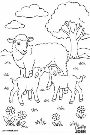 Lambs feeding from their mother