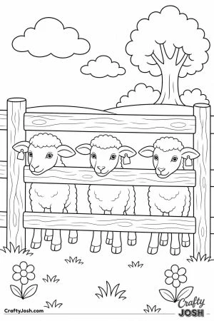 Lambs peeking through a wooden fence
