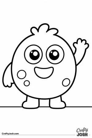 Little blob monster waving hello