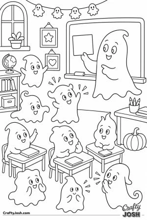 Little ghosts practicing saying boo