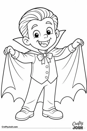 Little vampire costume with a tall collar cape