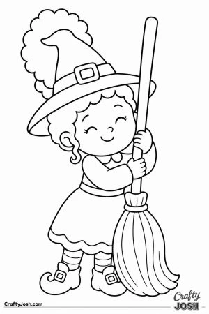 Little witch hugging her broomstick