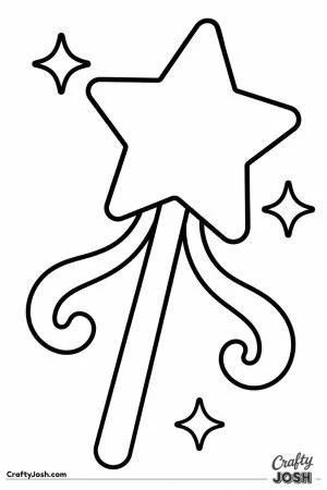 Magic wand with a star and ribbons