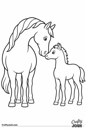 Mare and foal standing nose to nose