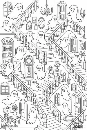 Maze of staircases inside a haunted house