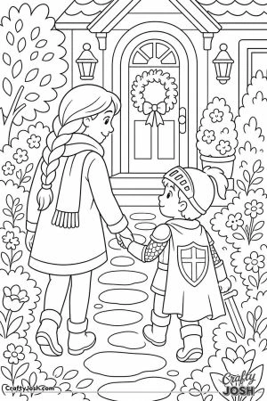 Mom holding hands with a little knight