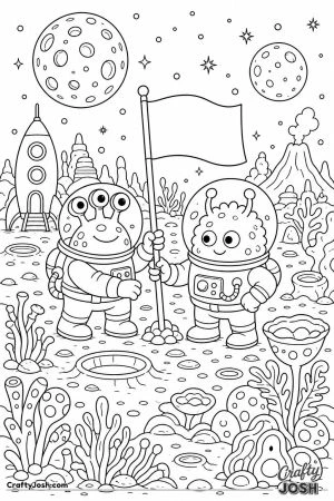 Monster astronauts on an alien planet