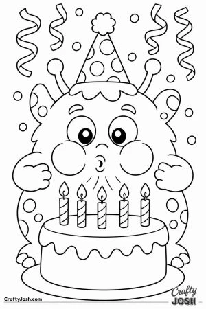 Monster blowing out birthday candles