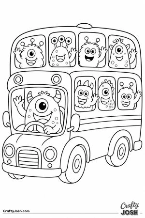Monster bus driver with a bus full of monsters