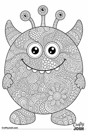 Monster covered in zentangle patterns