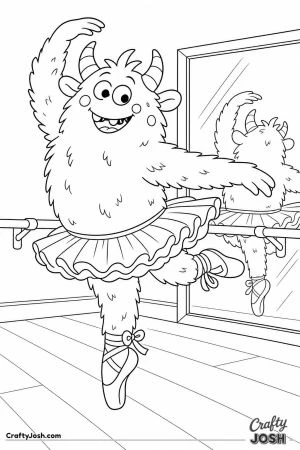 Monster doing ballet in a tutu