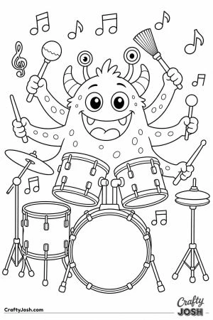 Monster drummer with six arms