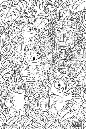 Monster explorers in a jungle