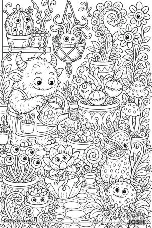 Monster garden with strange plants