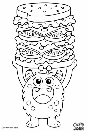 Monster holding a giant sandwich
