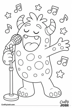 Monster singing into a microphone