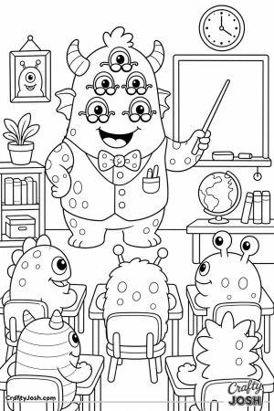 Monster teacher with glasses on every eye