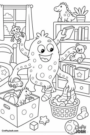 Monster tidying its room with tentacles