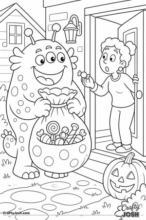 Monster trick or treating with a giant bag