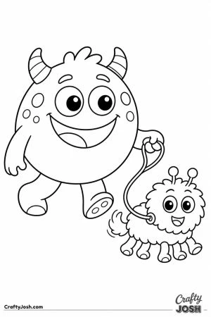 Monster walking its pet on a leash