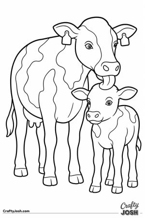 Mother cow licking her calf clean