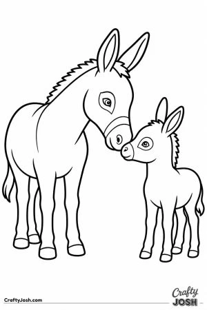 Mother donkey and foal nose to nose