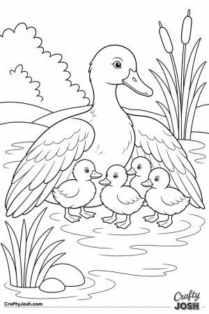 Mother duck spreading her wings over ducklings
