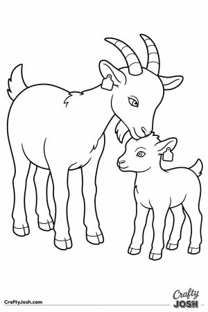 Mother goat nuzzling her kid