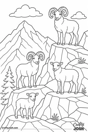 Mountain sheep on rocky ledges