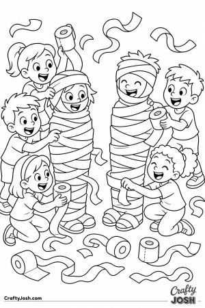 Mummy wrap race with toilet paper