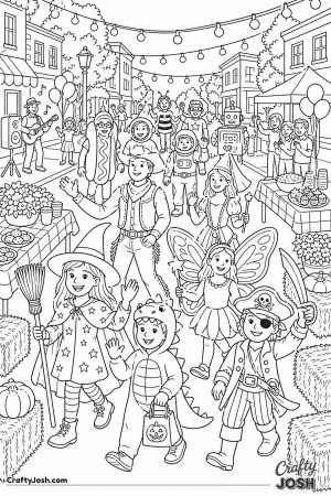 Neighborhood block party with a costume parade